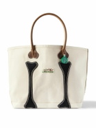 KAPITAL - Leather-Trimmed Appliquéd Canvas Tote Bag