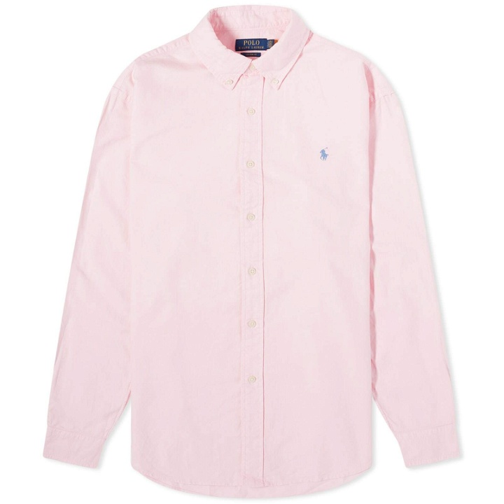 Photo: Polo Ralph Lauren Men's Garment Dyed Oxford Shirt in Carmel Pink