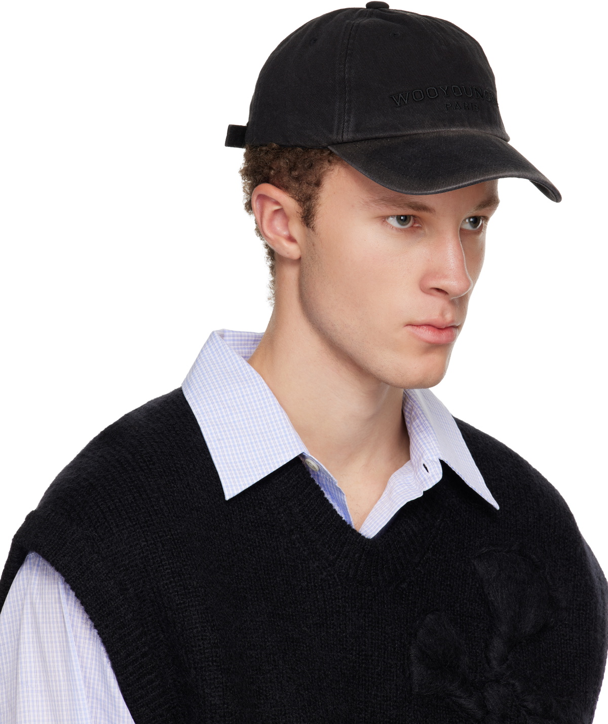 WOOYOUNGMI Black Dyed Denim Ball Cap
