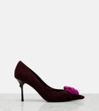 Roger Vivier Rose Vivier floral-appliqué suede pumps