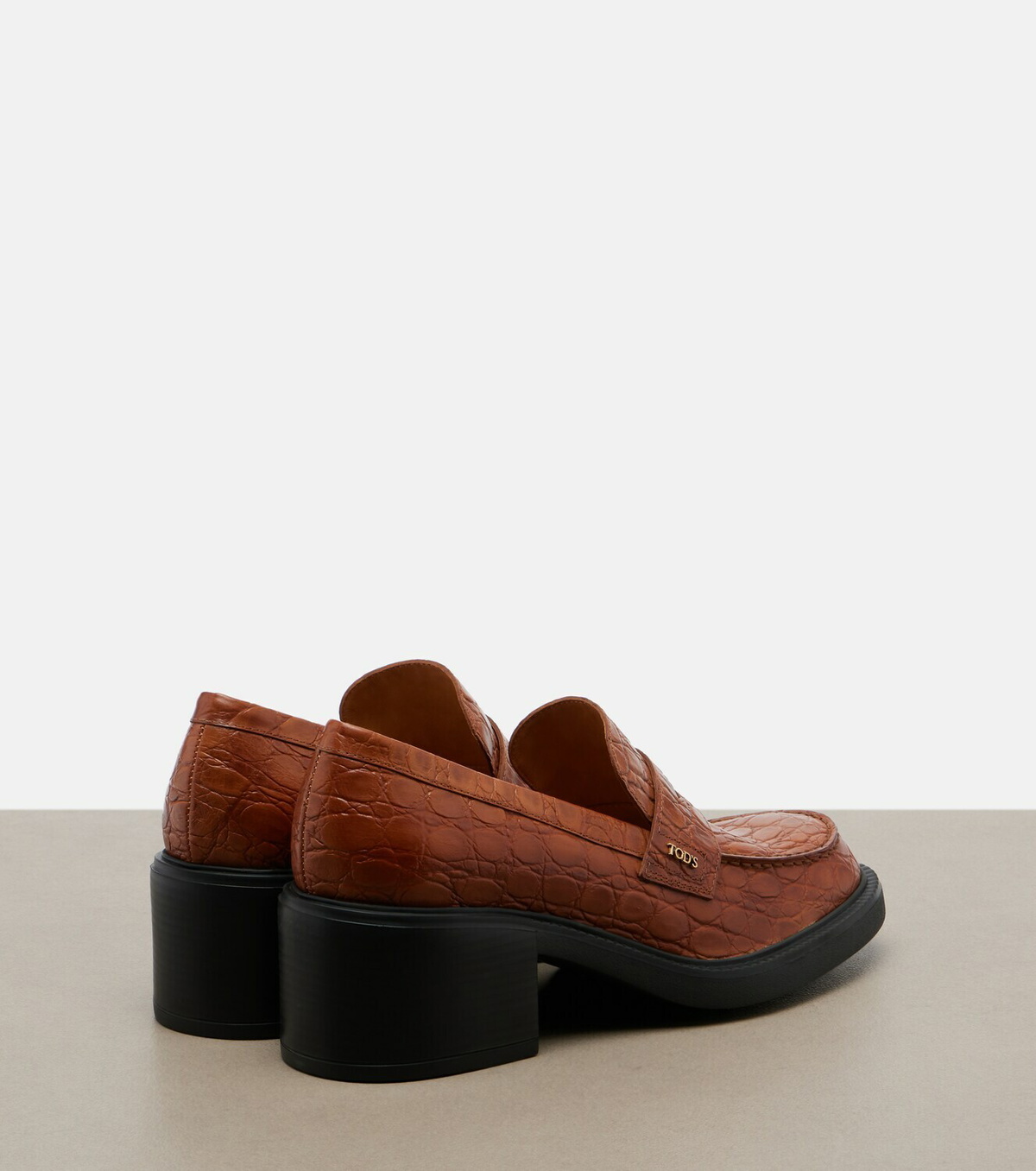 Tod's Croc-effect leather loafer pumps