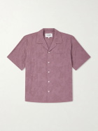 Corridor - Camp Collar Paisley-Embroidered Cotton Shirt - Purple