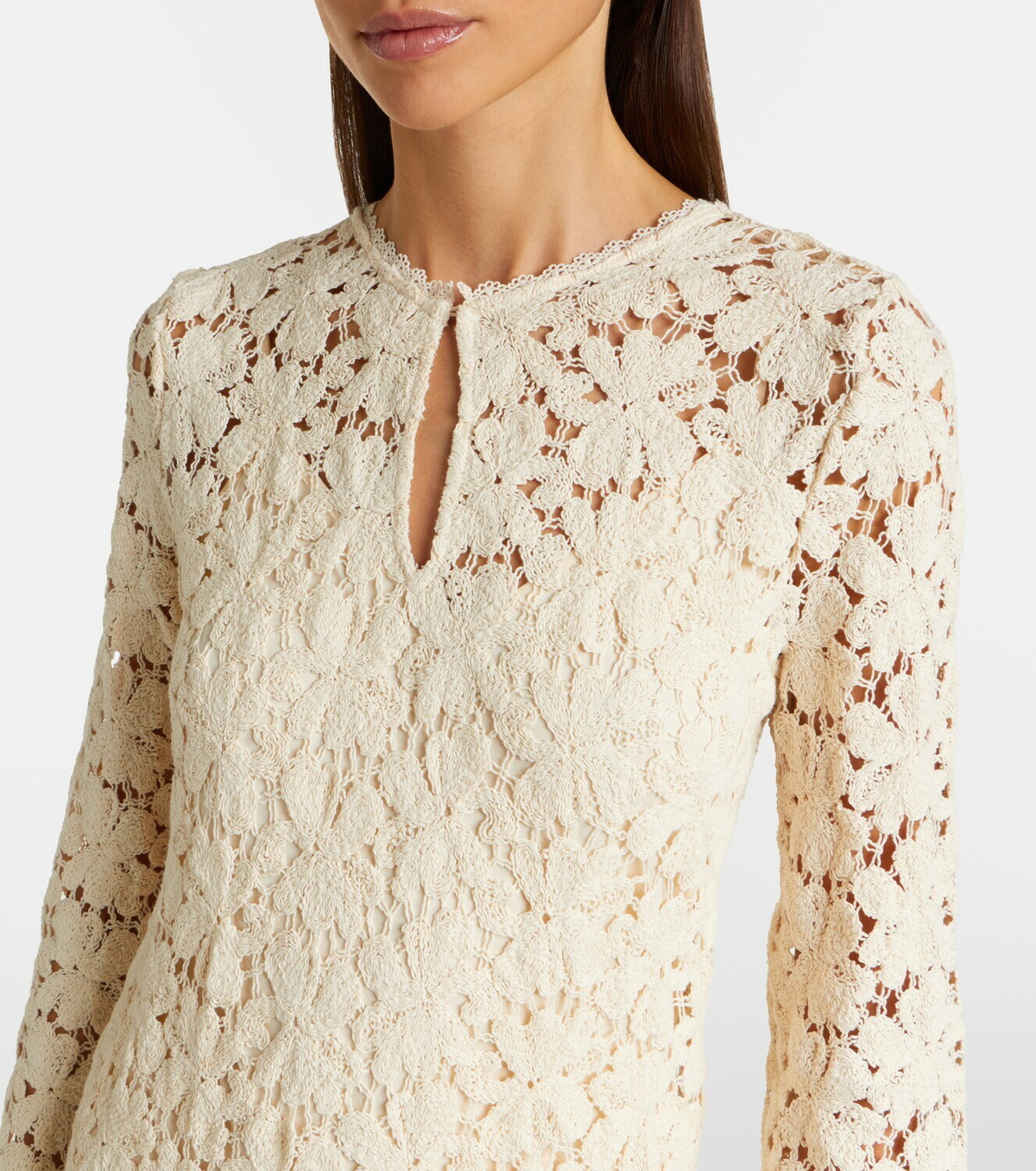 Velvet Jovie cotton-blend guipure lace midi dress