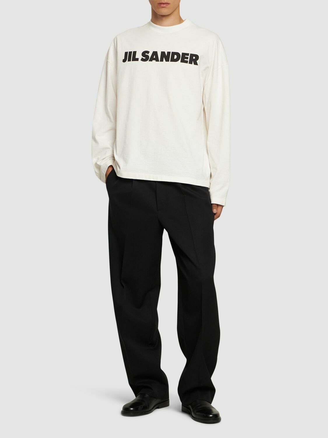 新品JIL SANDERロゴ プリント ロングTシャツ Sサイズ ホワイト