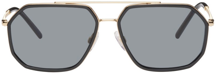 Photo: Dolce & Gabbana Black & Gold Aviator Sunglasses