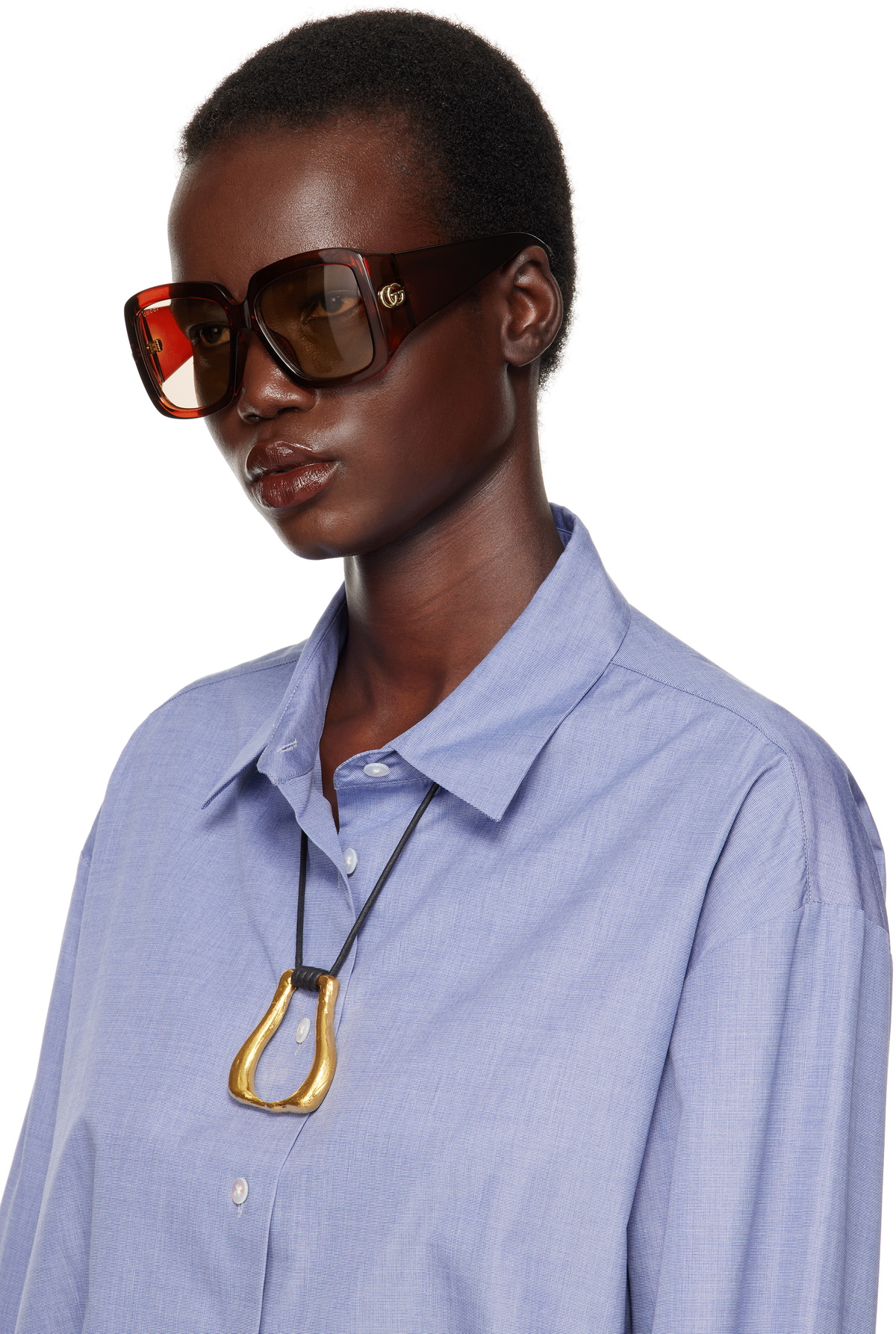 Gucci Burgundy GG Corner Rectangular Sunglasses Gucci display picture 2