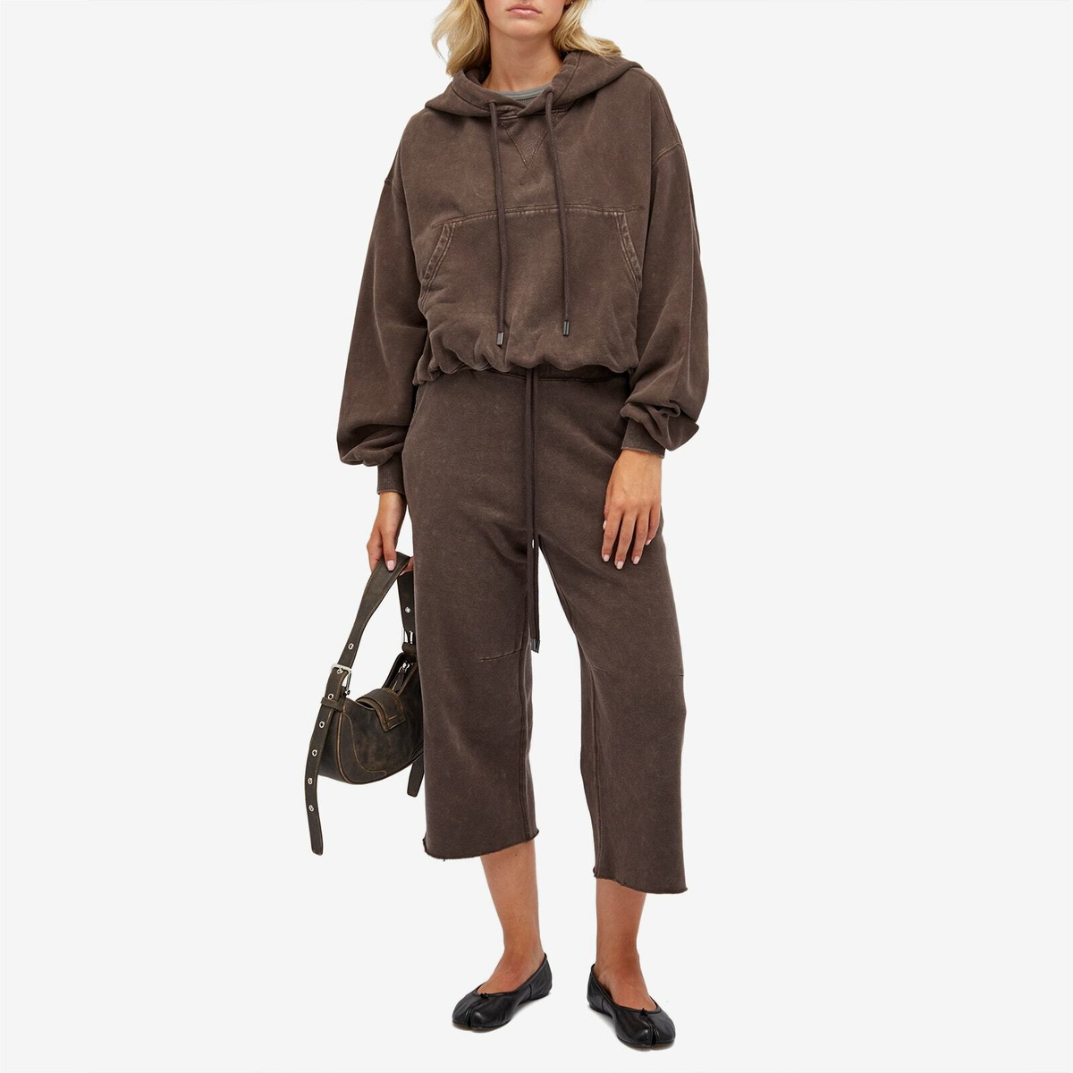 R13 Women's Balloon Popover Hoodie in Brown