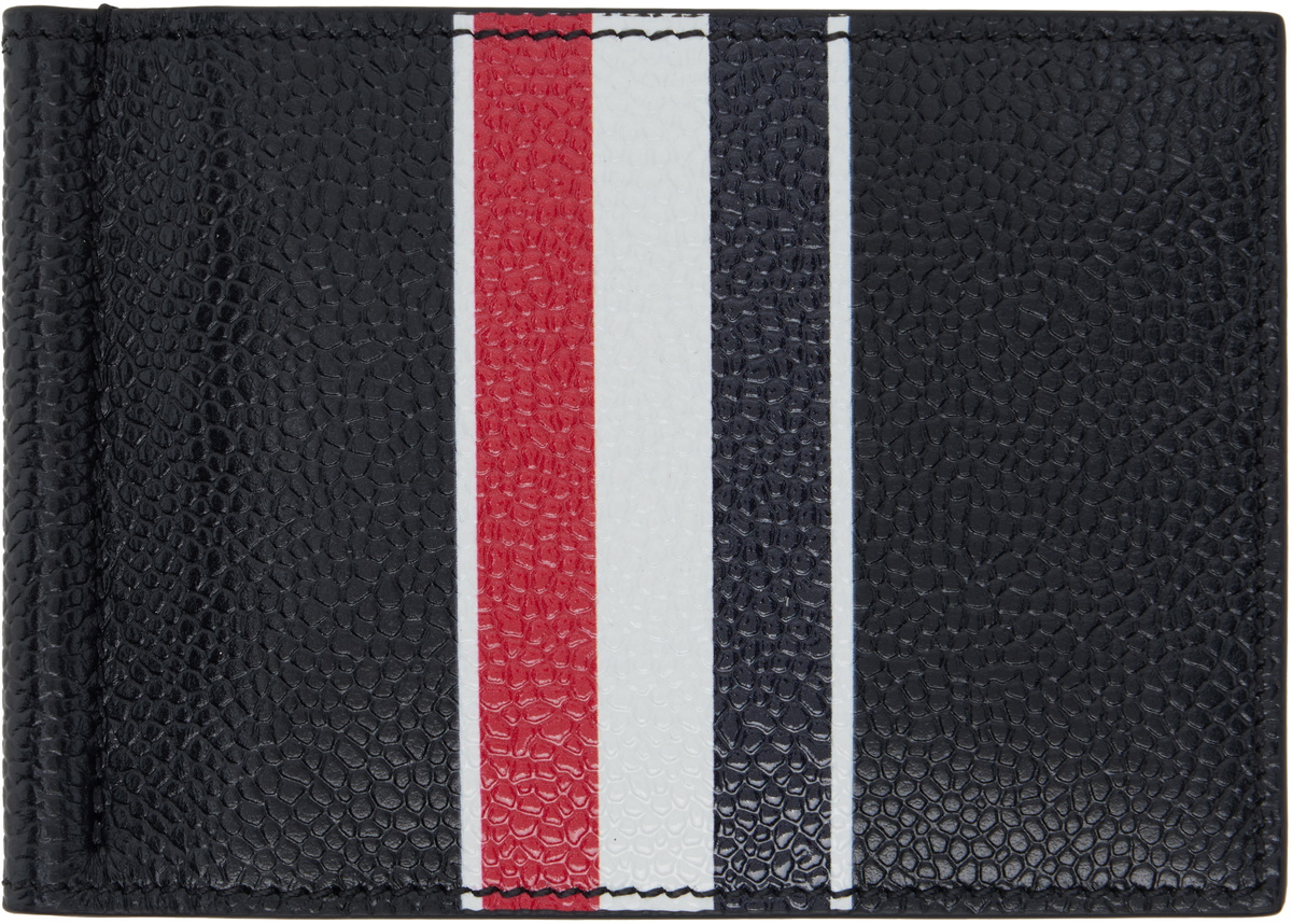 Thom Browne Black RWB Stripe Money Clip Wallet