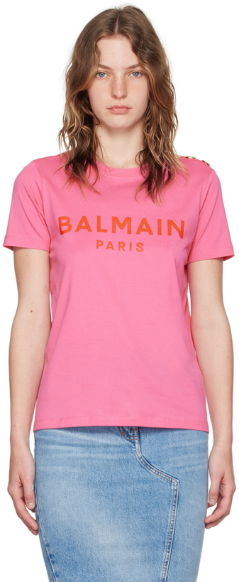 Photo: Balmain Pink 'Balmain Paris' T-Shirt