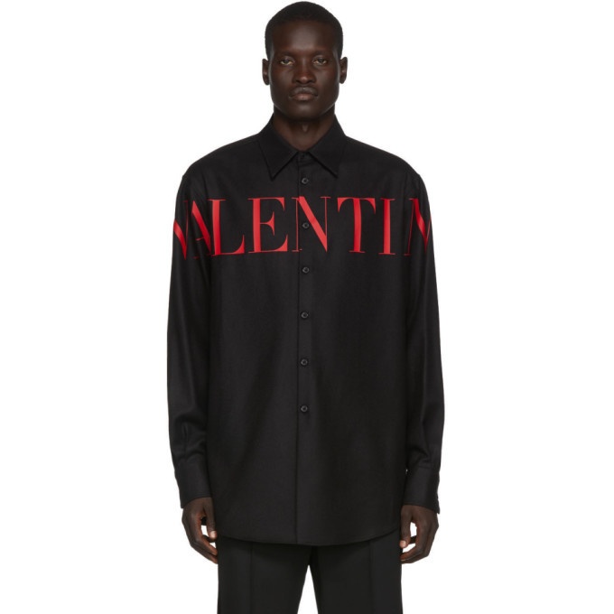 Photo: Valentino Black Wool Semi-Over Fit Shirt