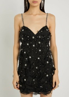 Loveshackfancy Ambessa Floral-appliquéd Organza Mini Dress Black