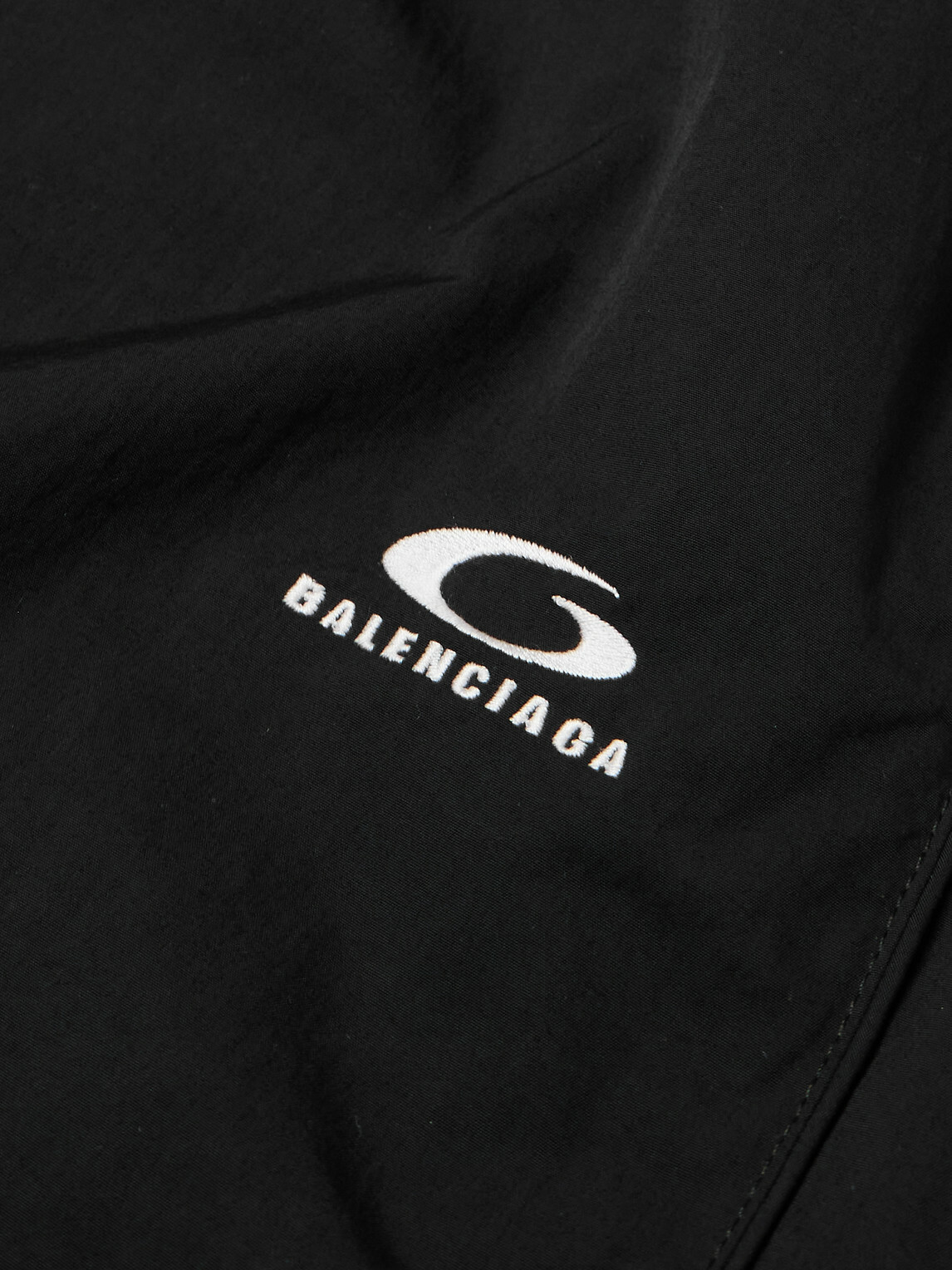 Balenciaga - Wide-Leg Logo-Embroidered Shell Shorts - Black