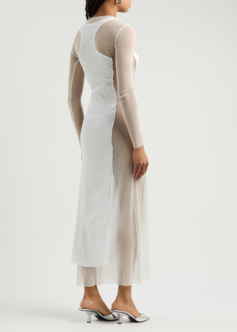 Jean Paul Gaultier Appliquéd Cotton and Tulle Maxi Dress White