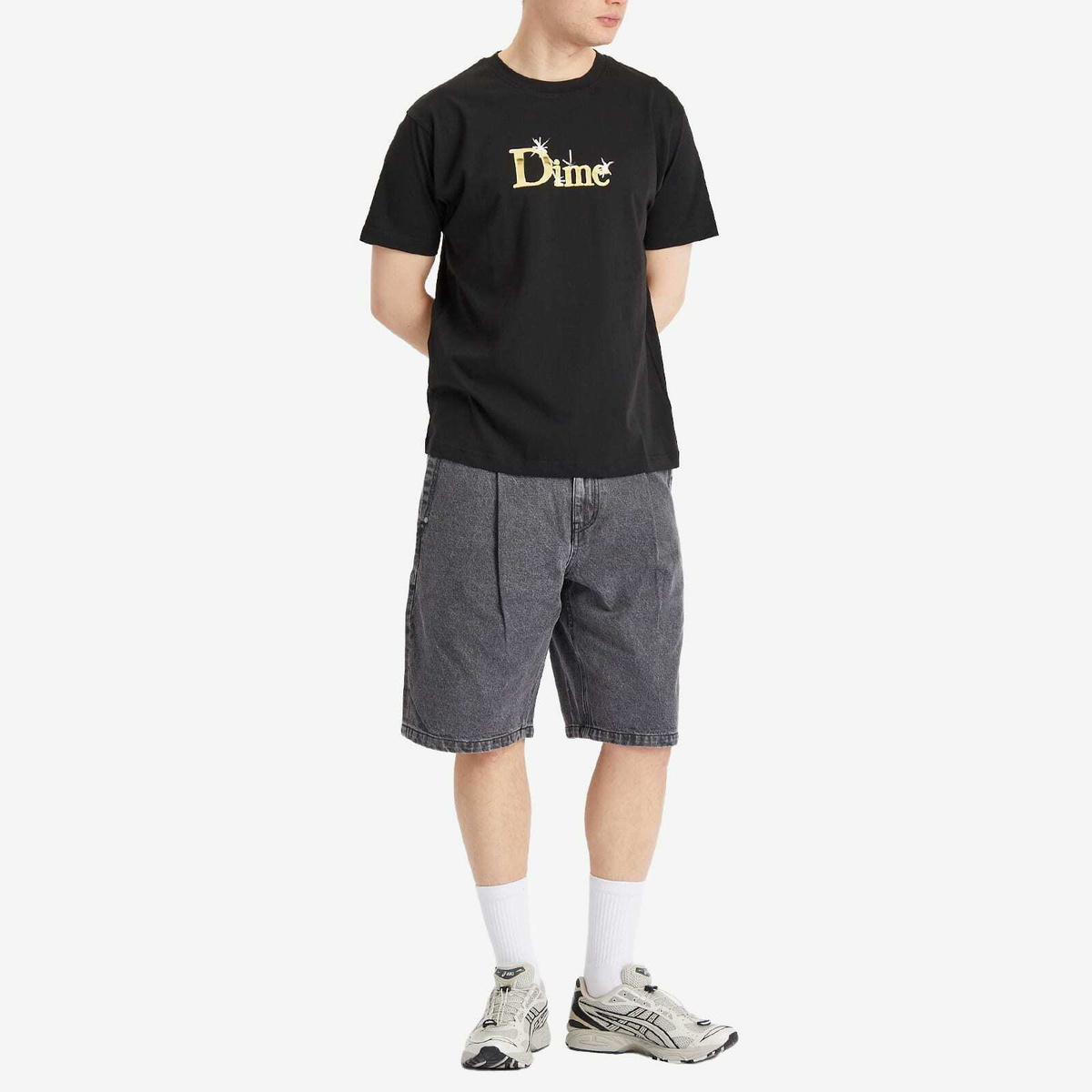 Dime Men's Pleated Denim Shorts in Faded Black