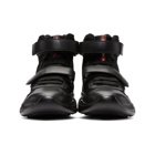 Prada Black Leather and Mesh Velcro High-Top Sneakers