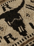 RRL - Shawl-Collar Linen, Silk, Wool and Cotton-Blend Jacquard Cardigan - Brown