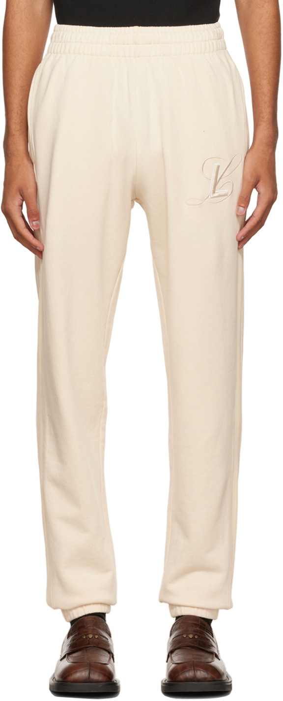 Luar Beige Embroidered Lounge Pants