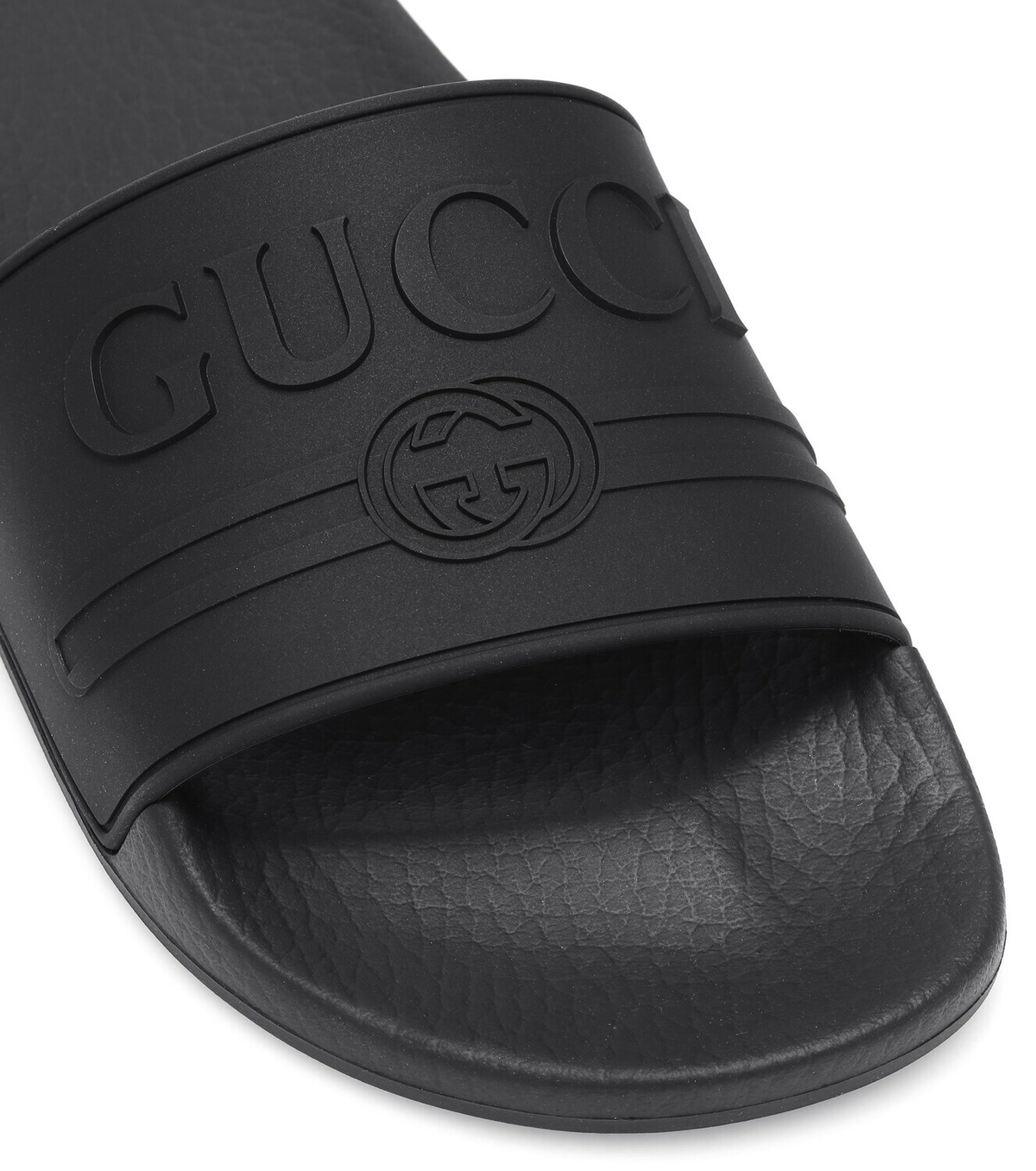 Gucci logo embossed discount slides