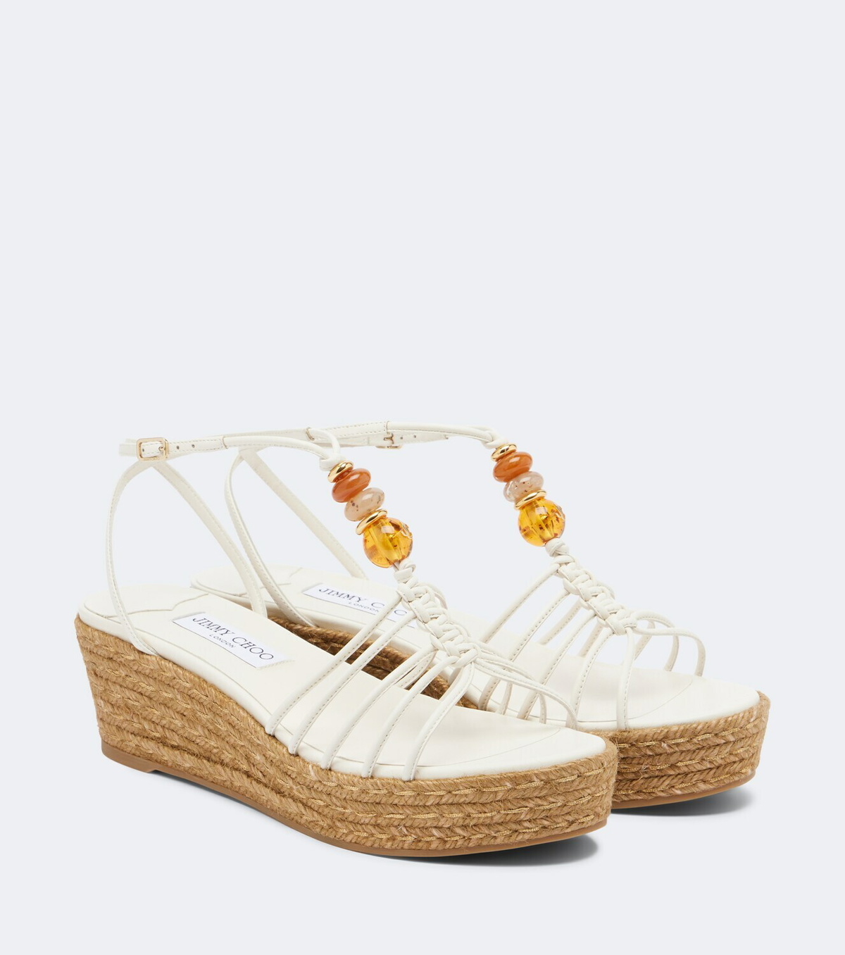 Jimmy Choo Lemi embellished leather wedge sandals