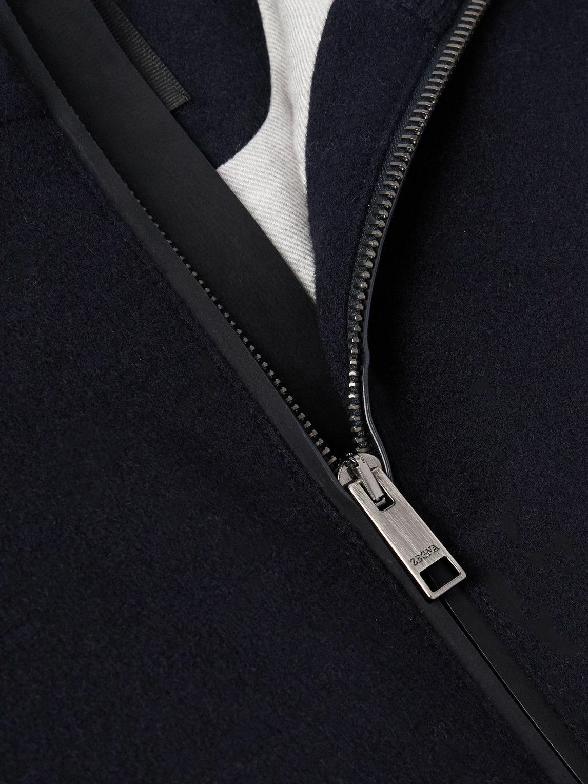 Zegna - Slim-Fit Leather-Trimmed Oasi Cashmere Down Gilet - Blue