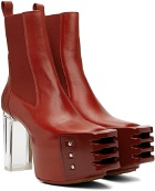 Rick Owens Red Grilled Platforms 45 Chelsea Boots