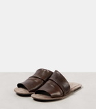 Brunello Cucinelli Ruched leather slides