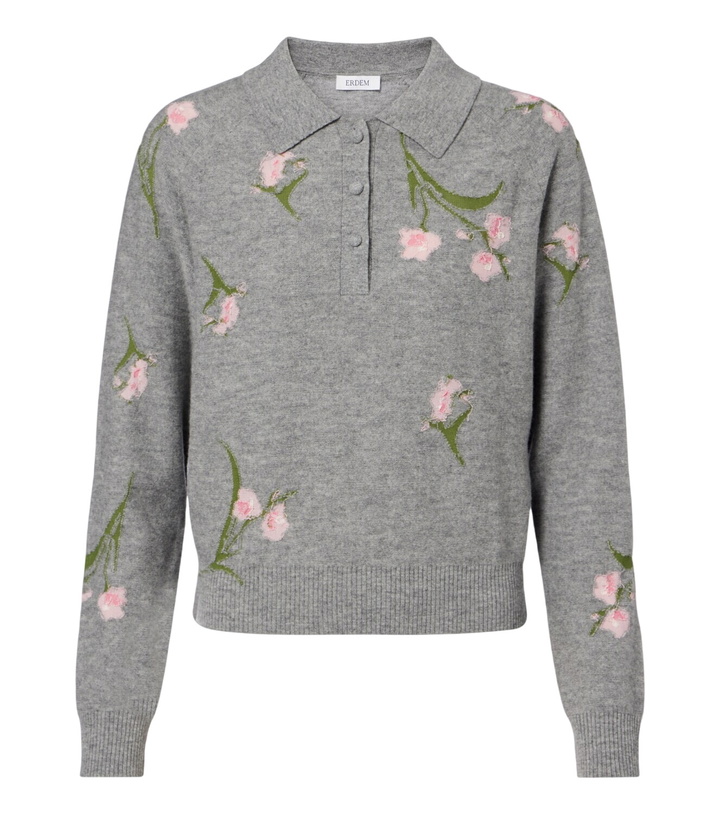 Photo: Erdem Floral intarsia wool polo sweater