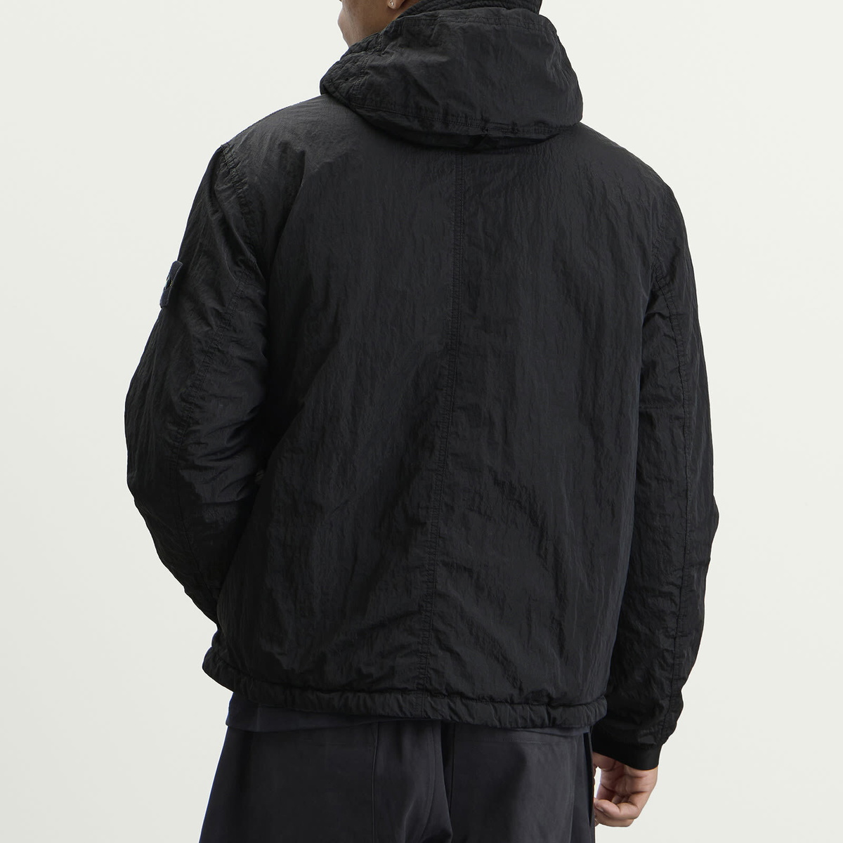 Stone Island Men's Warp Rib Nylon-TC Hooded Jacket in Black