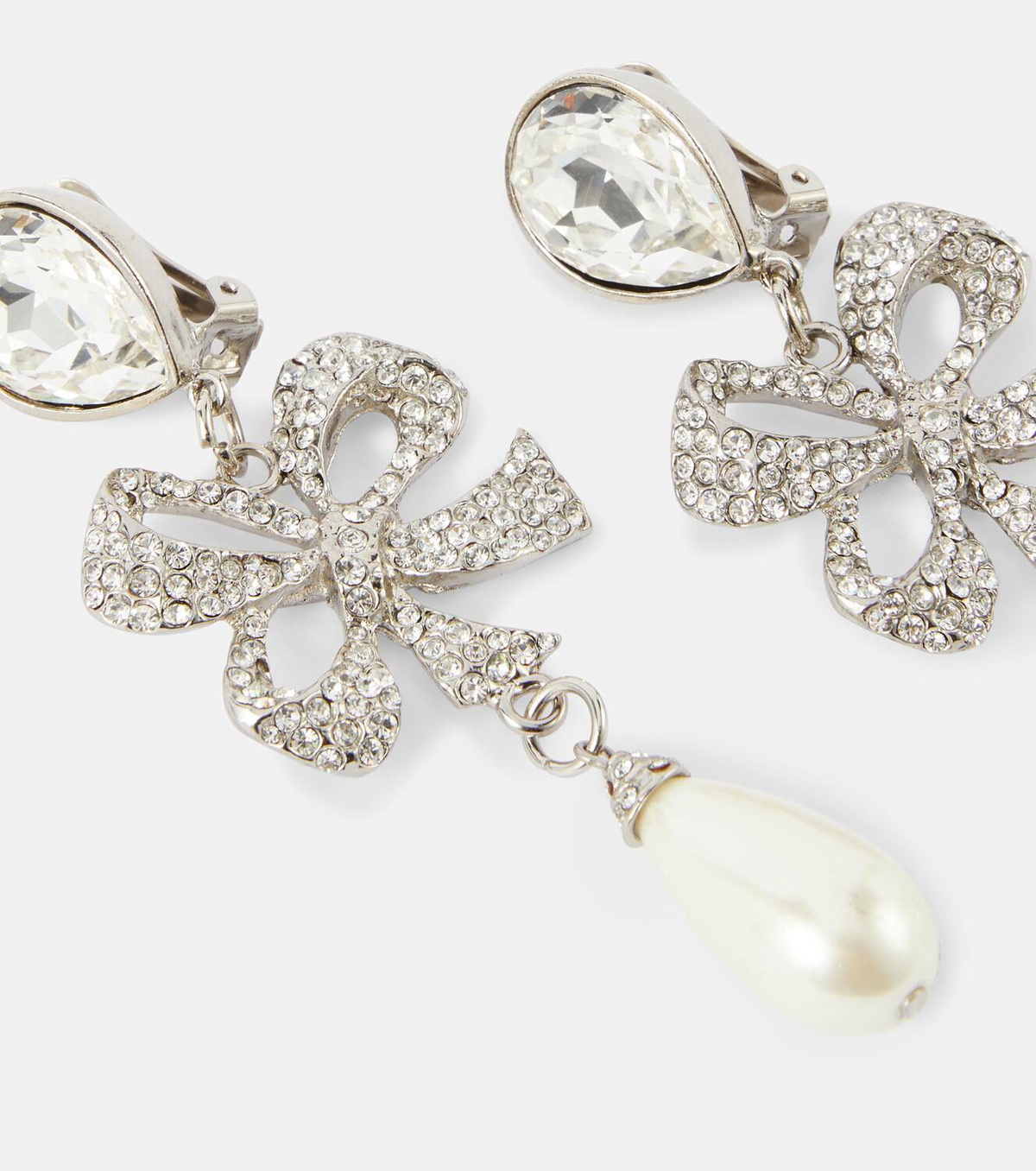 ALESSANDRA RICH ボウパールイヤリング Alessandra Rich Crystal Bow Pearl Drop Earring - Runway Catalog