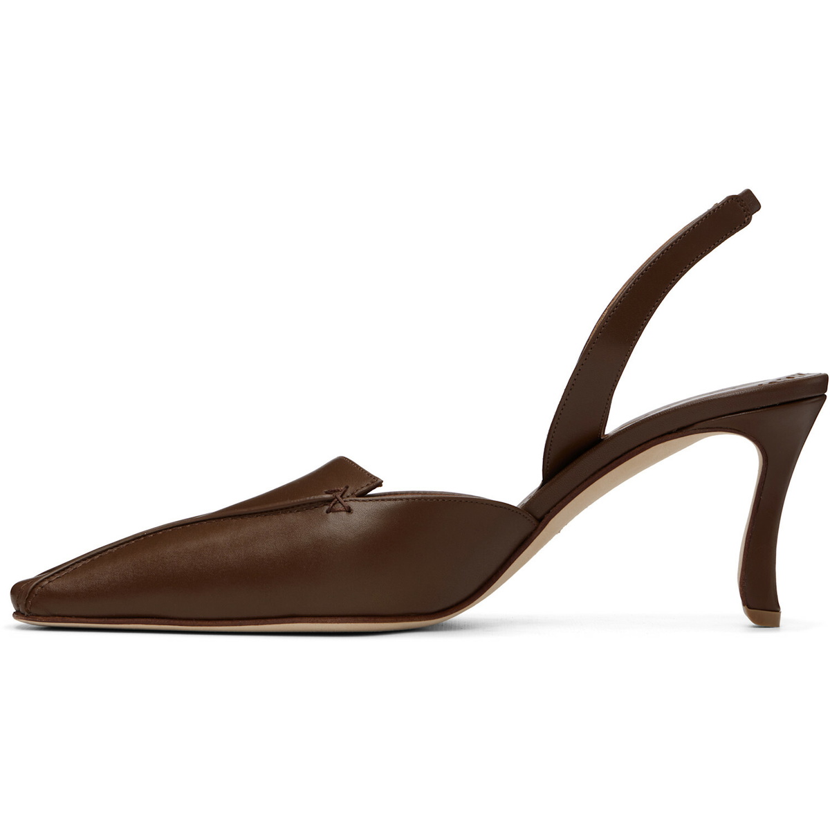 Manolo Blahnik Brown Cleosli Calf Leather Slingback Heels