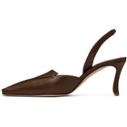 Manolo Blahnik Brown Cleosli Calf Leather Slingback Heels
