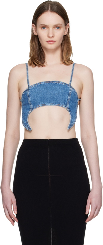 Photo: Marine Serre Blue Denim Moon Bra Top
