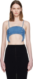 Marine Serre Blue Denim Moon Bra Top