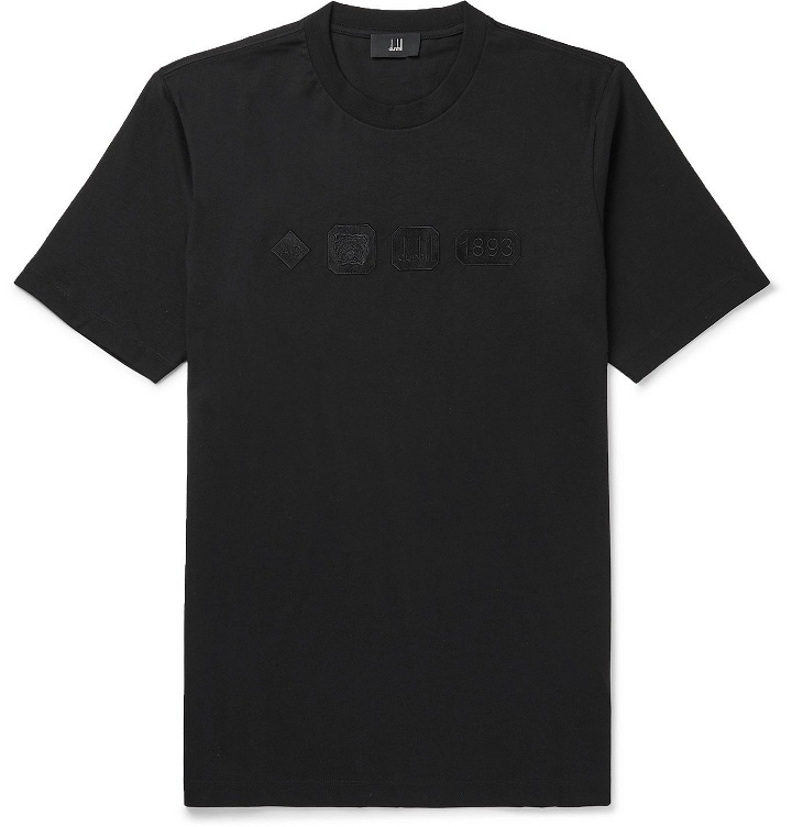 Photo: Dunhill - Logo-Embroidered Cotton-Jersey T-Shirt - Black