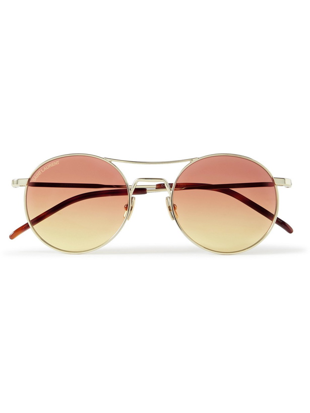 Photo: SAINT LAURENT - Round-Frame Gold-Tone Sunglasses