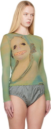Simone Rocha Green 'Lady With A Bird' Long Sleeve T-shirt