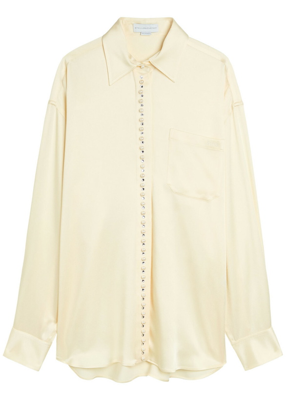 Photo: Stella Mccartney Faux Pearl-embellished Satin Shirt Cream