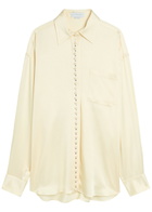 Stella Mccartney Faux Pearl-embellished Satin Shirt Cream