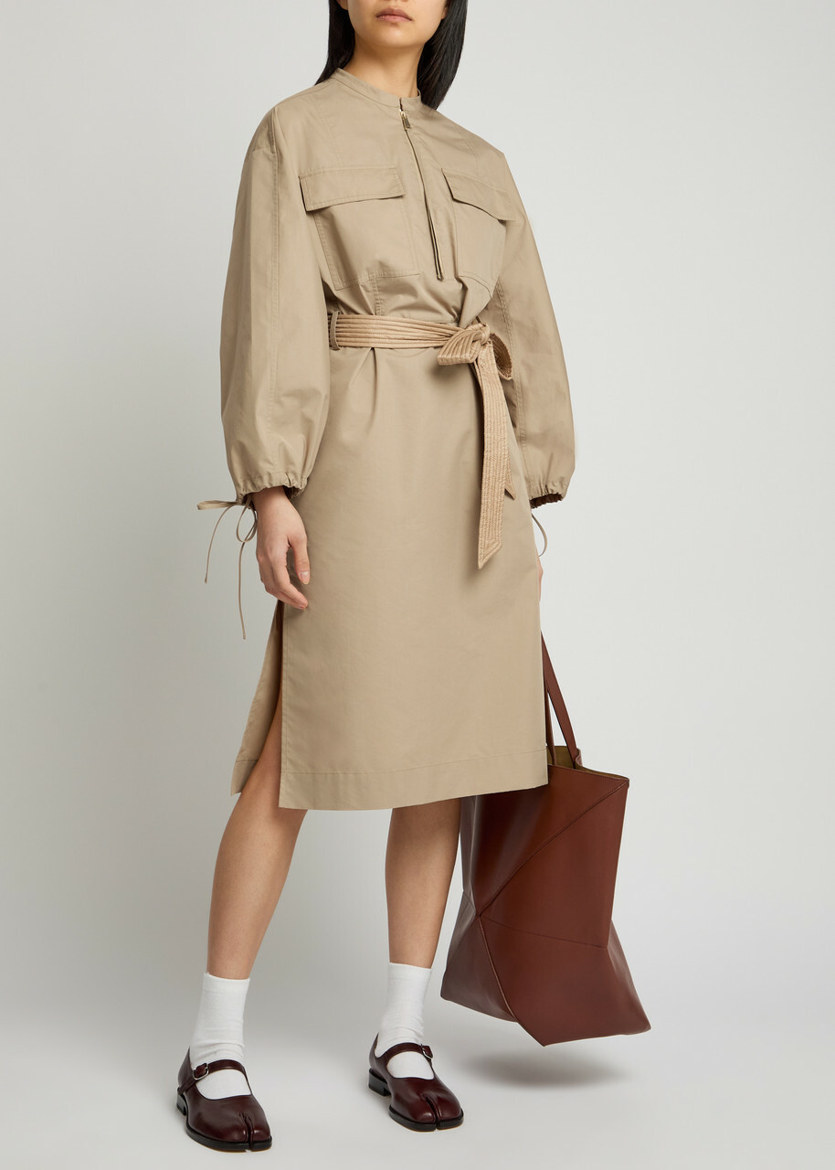 Moncler Nylon Midi Dress Beige