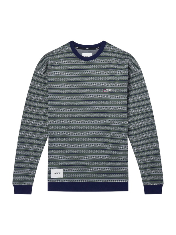 Photo: WTAPS - Logo-Appliquéd Striped Cotton-Jersey T-Shirt - Green