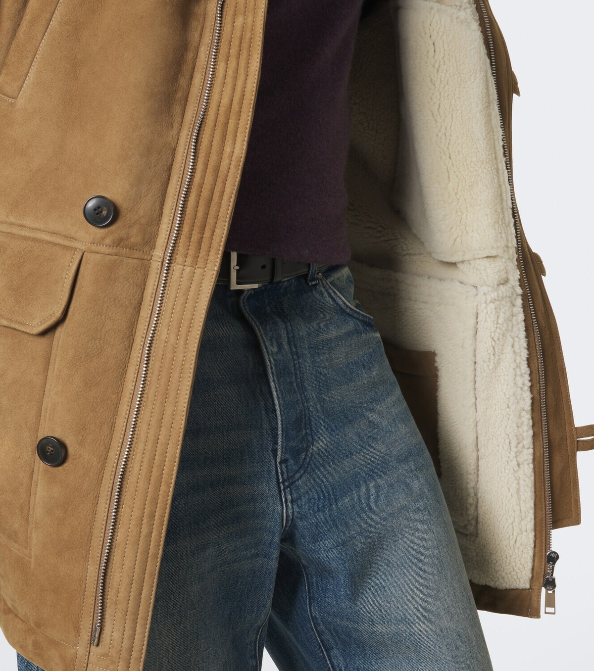 Yves Salomon Hooded shearling-lined suede parka
