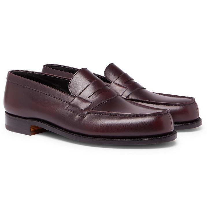Photo: J.M. Weston - 180 The Moccasin Burnished-Leather Penny Loafers - Men - Burgundy
