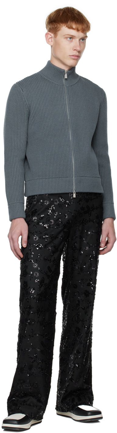 CALVINLUO Black Beaded Trousers