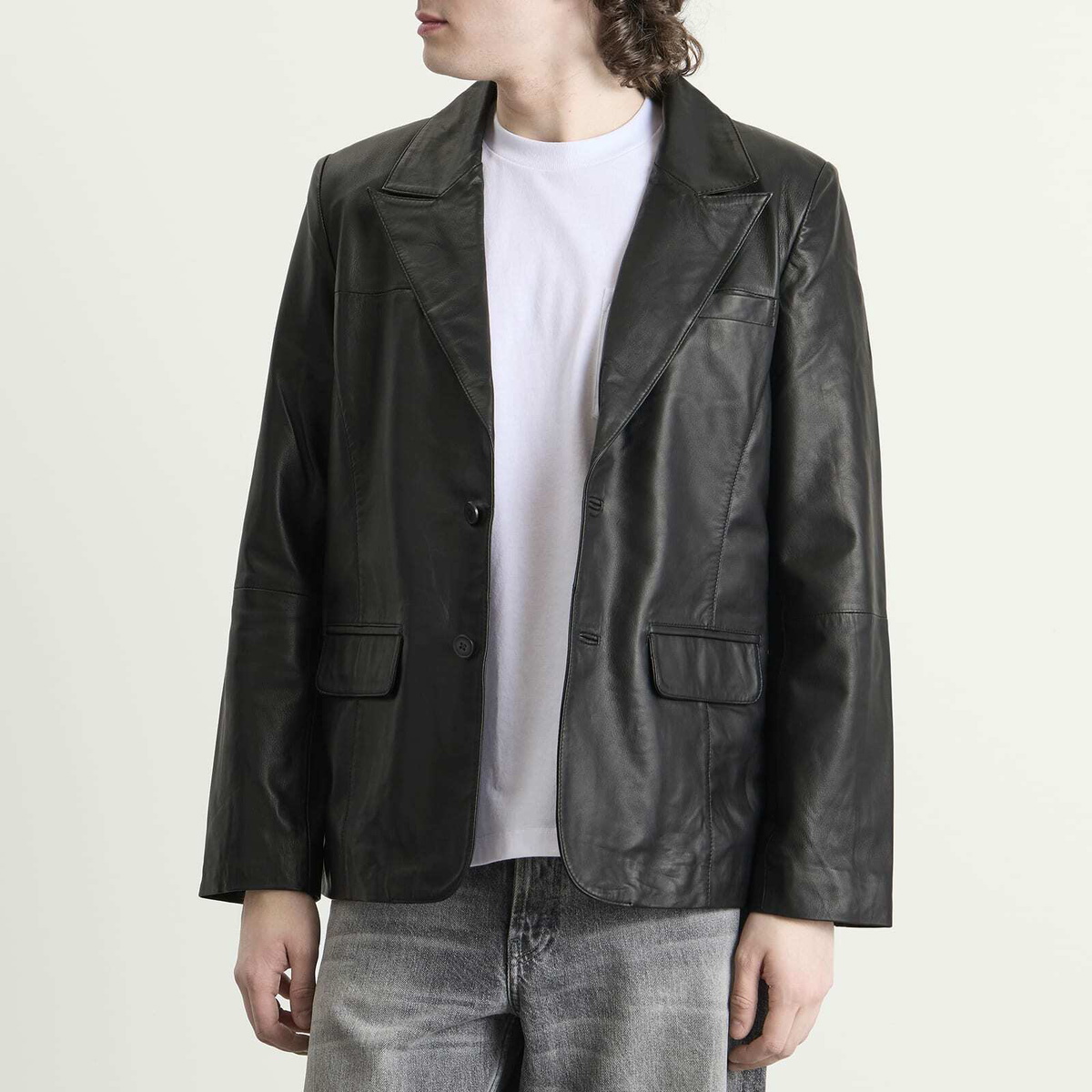 Deadwood Men's Stanley Leather Blazer in Black