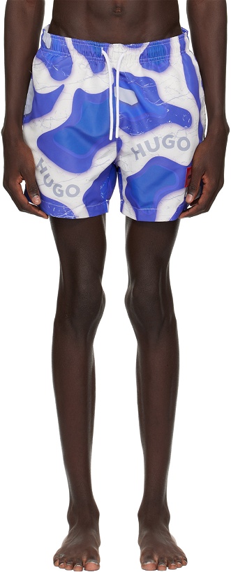 Photo: Hugo Blue & White Printed Swim Shorts