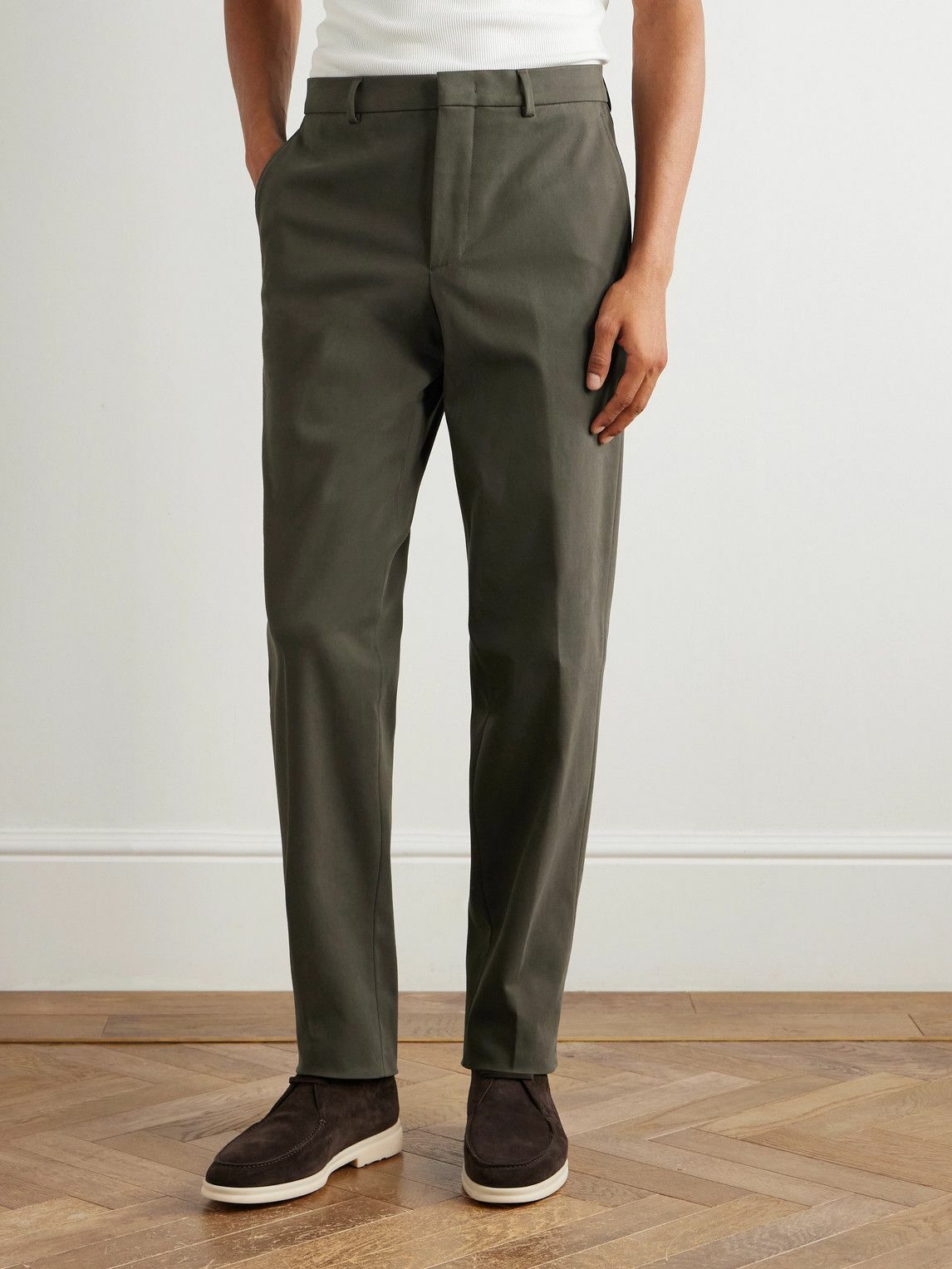 Loro Piana - Jarno Austin Straight-Leg Stretch-Cotton Twill Trousers - Green