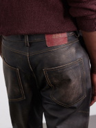 424 - Moto Straight-Leg Leather Trousers - Brown
