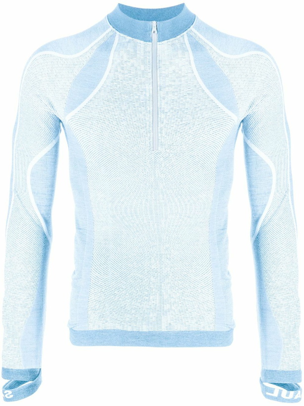 Photo: Saul Nash Blue Intarsia-Knit Top