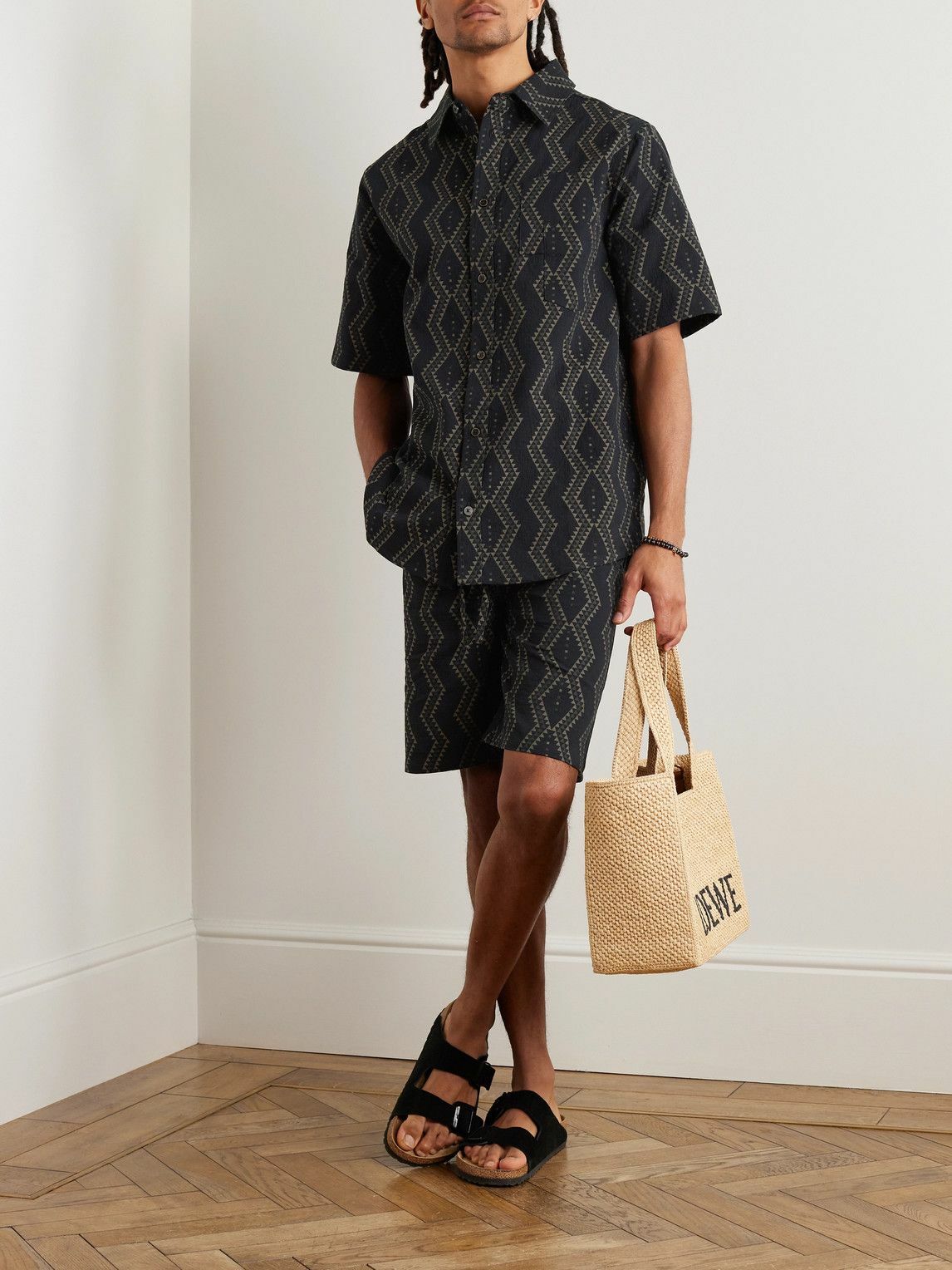 MANAAKI - Tai Cotton-Jacquard Shirt - Black