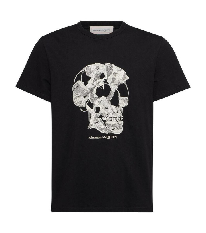Photo: Alexander McQueen Skull embroidered cotton jersey T-shirt